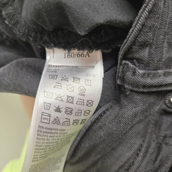 ALLSAINTS Dax High Rise Skinny Jeans Womens sz 26 Black Acid Washed Body Shaping - Picture 8 of 9